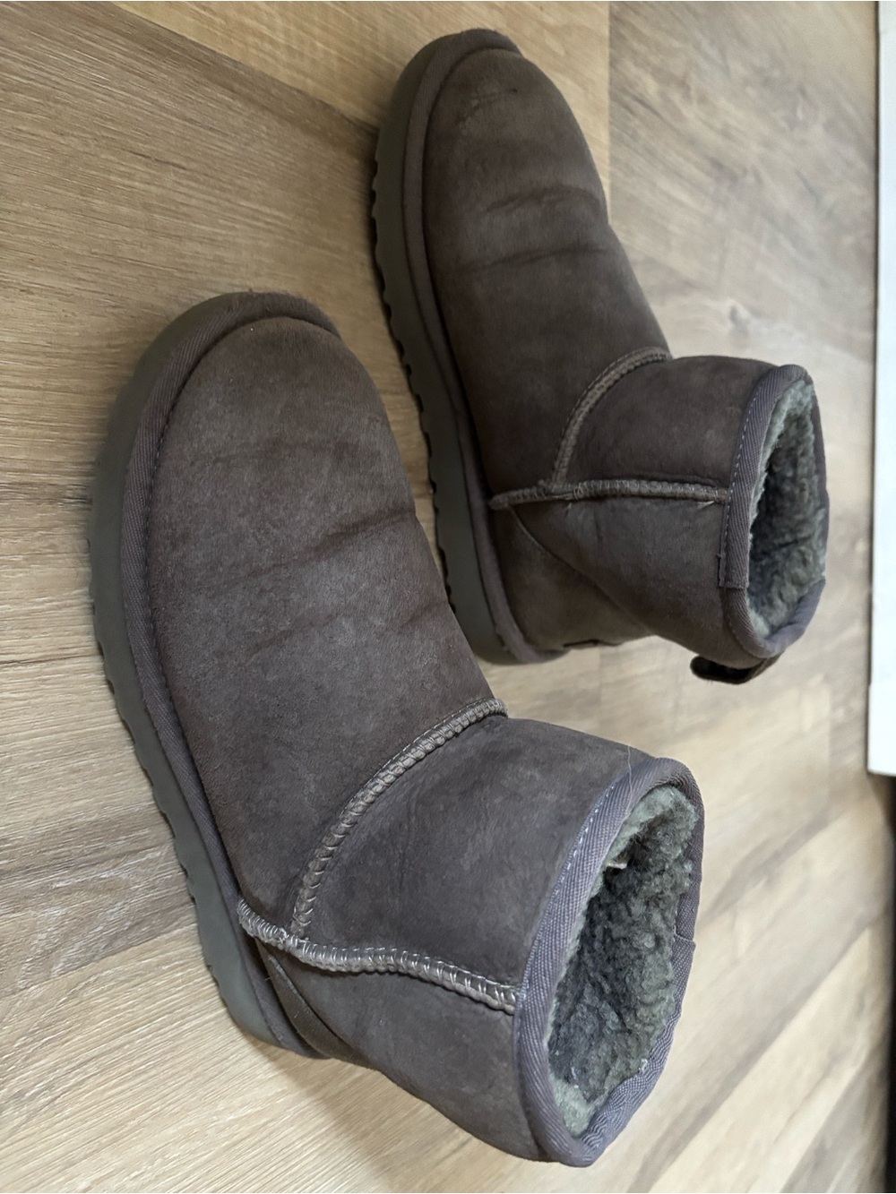 UGG Mini Booties in Grey Suede with Shearling Lining - Picture 5 of 5